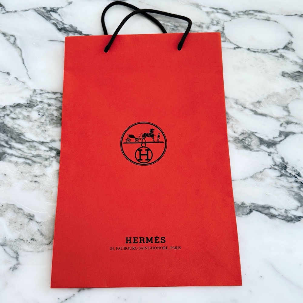 Hermes Orange Paper Shopping Bag 16.5x11x4 Authentic Luxury Boutique - Picture 5 of 5